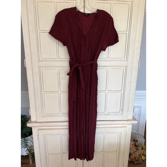 Rails size small v-neck cropped jumpsuit maroon & black - Picture 2 of 6